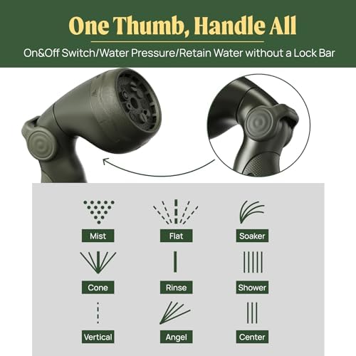 Garden Hose Reel Retractable 1/2" x 65ft Wall Mounted Hose Reel Automatic Rewind, Any Length Lock with 9 Patterns Sprayer Nozzle, Quick Connector and Adjustable shot Nozzle-Seaweed Green - Image 4