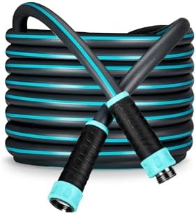 Hybrid Garden Water Hose 75 ft x 5/8”, Durable Heavy Duty Material, Kink-Free with Swivel Grips and Anodized Couplings, 700006 by New England Garden Tools by NewEnglandGardenTools