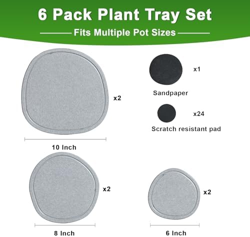 6 8 10 Inch 6 Pack Diatomite Plant Saucers for Indoors, Plant Drip Tray - Image 2