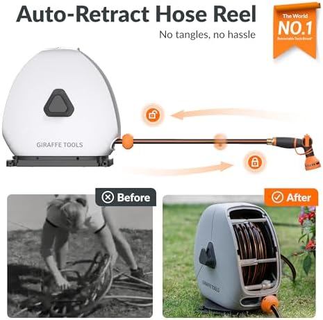 Giraffe Tools Ground-Mounted Retractable Garden Hose Reel, 5/8" x 92FT - Image 2