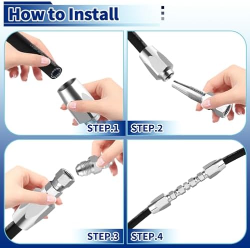 3 Pack Hydraulic Hose Repair Kit, 1/4, 3/8, 1/2 Reusable Hydraulic Fitting - Image 6