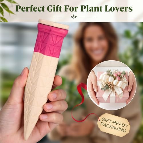 6 Pack Terracotta Watering Spikes with Lids and 3 Shovels Plant Watering Devices Wine Bottle Automatic Plant Slow Release Self Planting Stakes for 8”-12” Pots(7.09 x 1.97 x 1.97 Inches) - Image 5
