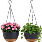 11.4 Inch, 2-Pack Large Self Watering Hanging Planters, Durable Resin Pots for Indoor Outdoor Plants with Detachable Bottom, Water Storage, Breathable Drainage (Dark Gray, 2) by Unknown