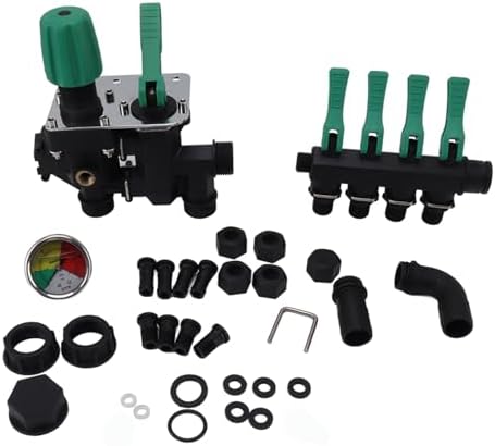 Hose Manifolds 4 Way Spigot Splitter Separate Switch Multifunction Easy Installation Oxidation sturdy for Farm Garden with Pressure Instrument by Unknown