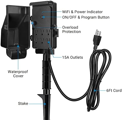 DEWENWILS WiFi Smart Yard Stake Timer Plug, Outdoor Power Stake Timer - Image 7