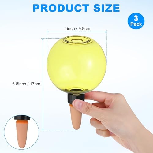 M METERXITY 3-Pack Plant Self Watering Globes, 5.3 oz Plastic Bubble Water Bulbs Top Fill for Indoor/Outdoor Plants, Self Watering Spikes Slow Release Terracotta [Yellow] - Image 3