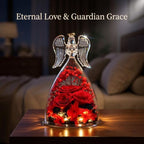 Preserved Real Flower Rose in Large Angel Figurine Glass Dome, Red LED Light Up Rose Gifts for Mom, Valentines Day Gift for Mother, Decorative Keepsake for Home Display - Image 3