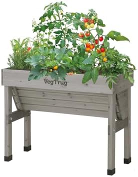 VegTrug Wall Hugger, Grey Wash, Small 1m - Cedar Wood Raised Garden Bed - Outdoor Space-Saving Vegetable and Herb Planter Box for Balcony, Patio, Courtyard Gardening by VegTrug