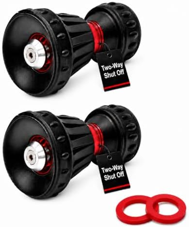 Garden Hose Nozzle 2 Pack Fireman Style, Heavy Duty Water Hose Nozzle with Two-Way Shut Off Control, Adjustable Spray Patterns for Gardening, Car Wash and Outdoor Cleaning, 3/4" GHT Connection by Unknown