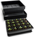 RooTrimmer 5 Pack Soil Blocking Trays with 2.8 inch (7CM) Square Nursery Pots 100pcs, Plastic Flat Plant Tray for Holding or Collecting Drainage Water, Seed Starter Tray for Seed Germination (Black) by RooTrimmer