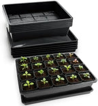 RooTrimmer 5 Pack Soil Blocking Trays with 2.8 inch (7CM) Square Nursery Pots 100pcs, Plastic Flat Plant Tray for Holding or Collecting Drainage Water, Seed Starter Tray for Seed Germination (Black) by RooTrimmer