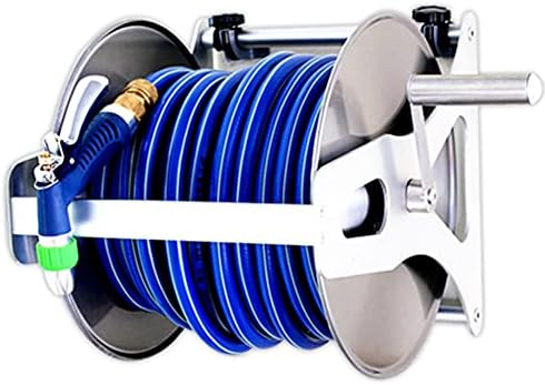 Portable/Wall Hose Reel Set, Outdoor Hose Holder Storage, Heavy Duty Garden Hose Reel with Flexible 2/1" PVC Rubber Hose, Home Hose Storage Solution,10m (15m) by Unknown