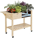 Raised Garden Bed with Legs and Wheels, Self-Watering System, 34x18x30in Elevated Planter Box with Storage Shelf & Liner for Flowers Vegetables Herbs, Raised Bed for Outdoor/Balcony/Patio by Cakhdry