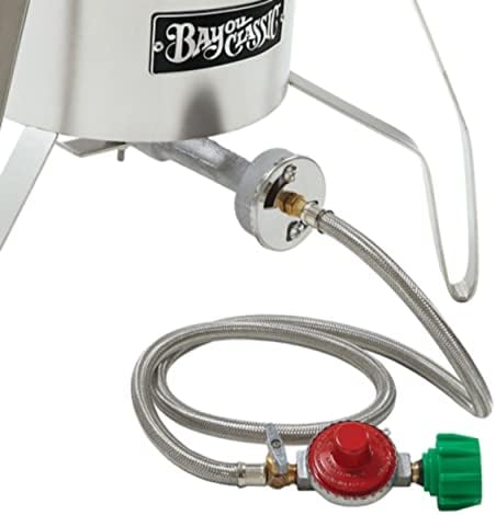 Bayou Classic M5HPR-1 Hose/Regulator Assembly - 48 in Stainless Braided LPG, 10 PSI, 3/8 in Flare - Image 2