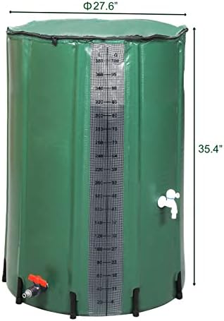 Collapsible Rain Barrel with Scale,100 Gallon with 500D Oxford Cloth, Portable Rain Collection System, Water Barrel Collector w/Filter Spigot, Green - Image 2