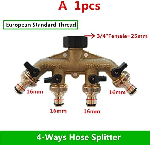 Mdingbao-Brass Connector Fitting 4 Way Brass Tap Adaptor Hose Valve Manifold Hose Splitter Tap Adaptors Hose End Fittings Four Channel, 1PC, Garden Hose Connector (Color : A) - Image 2