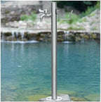 Generic Stainless Steel Garden Water Column with Faucet for Washing and Watering, Outdoor Water Tap Anti-Freezing Fountain and Hose Stand, 13×86CM by Unknown