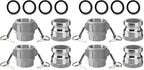 SPARKWHIZ 2 PCS Aluminum Camlock (2" part D) Cam & Groove Hose Fittings+2 PCS Aluminum Global Type A Cam and Groove Hose Fitting+with 4 PCS Camlock Gasket Fitting (2") (Pack of 2) by SPARKWHIZ