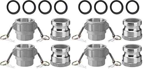 SPARKWHIZ 2 PCS Aluminum Camlock (2" part D) Cam & Groove Hose Fittings+2 PCS Aluminum Global Type A Cam and Groove Hose Fitting+with 4 PCS Camlock Gasket Fitting (2") (Pack of 2) by SPARKWHIZ
