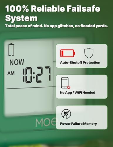 MOES 2 Zone Water Timer, Brass Fittings, Rain Delay, No Wi-Fi Required - Image 6