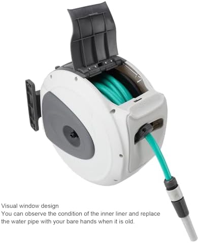 Retractable Garden Hose Reel, Water Hose Reel Holder, Wall Mounted, Garden, 65.6 Feet 1/2 Inch, Any Length, Lock, Automatic - Image 3