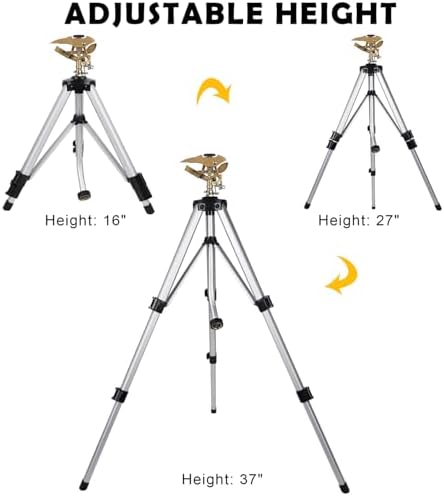 Biswing Large Impact Sprinkler Head on Tripod Base, Adjustable Zinc Alloy Lawn Sprinklers for Yard Lawn Garden, 3/4" NH Connector, 360 Degree Large Area Coverage Irrigator with Extension Legs, 1 Pack - Image 4