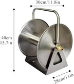 Stainless Steel Garden Hose Reel, Heavy Duty Wall or Floor Mounted Hose Holder for Outdoor Use, Portable Metal Storage Solution - Image 6