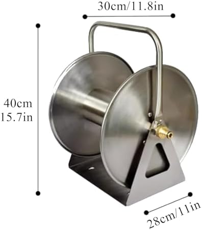 Stainless Steel Garden Hose Reel, Heavy Duty Wall or Floor Mounted Hose Holder for Outdoor Use, Portable Metal Storage Solution - Image 6