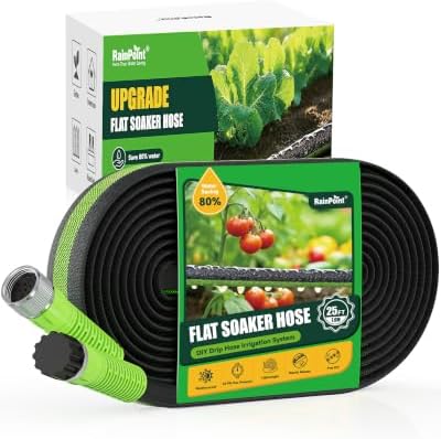 RAINPOINT 25FT Flat Soaker Hose, Heavy-Duty Flexible Drip Hose by RainPoint