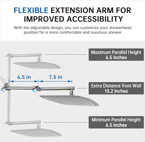 G-Promise All Metal 14 Inches Rainfall Shower Head with Handheld Combo - Image 4
