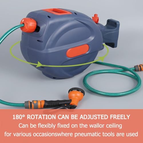 Auto Reel Retractable Hose,Garden Hose Reel Wall Mounted,10+1M/15+1M/18+1M,with Handle,with Abs Adjustable Nozzle,180° Rotating Base.15 Meters - Image 3