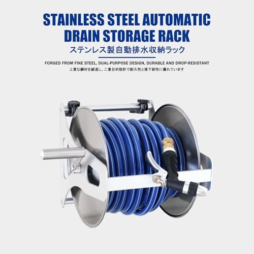 Retractable Hose Winder Set，Stainless Steel Garden Hose Reel Cart Hanger，Suitable for Outdoor Gardens, Courtyards, Lawns, Farms, and Terraces, Easy to Install.(25m) - Image 3