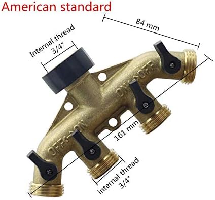 Hose Connector Adapter 3/4" Threaded Brass American/European Valved Four-way Distributor Garden Irrigation Watering Fitting Faucet Connector (Color : American Standard) - Image 3