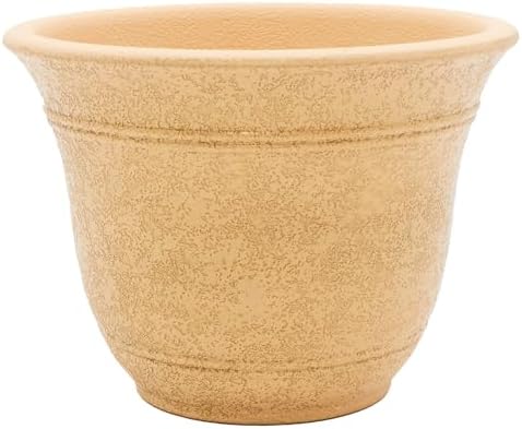 The HC Companies Sierra Round Self-Watering Pot - Lightweight Plastic Planter for Herbs & More - Durable Plant Pots for Indoor Plants & Outdoor Plants (13” Arizona Sand, Pack of 1) by TheHCCompanies