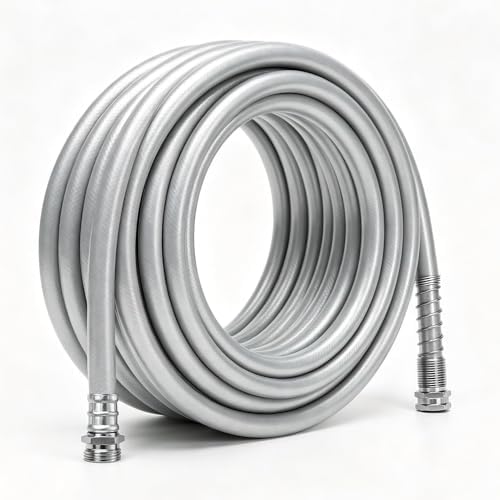 50 ft Sliver Hybrid Garden Hose 5/8”, Greens Word, Male to Female Fittings by GreensWord