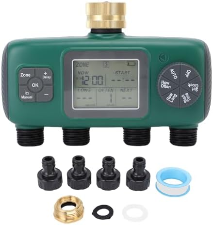 Diydeg Sprinkler Timer, 3/4in Brass Inlet 4 Zone Programmable Water Timer with Rain Delay, Automatic Irrigation Controller System Outdoor Soaker Hose Timer for Garden Hose, Yard - Image 7