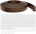 Landscape Edging 4 Inch Tall 150FT with 160Pcs Metal Spikes, Plastic Garden Edging Border Landscape Edging Border Lawn Edging for Landscaping, Flower Bed, Yard(Brown) by LXVOOEE