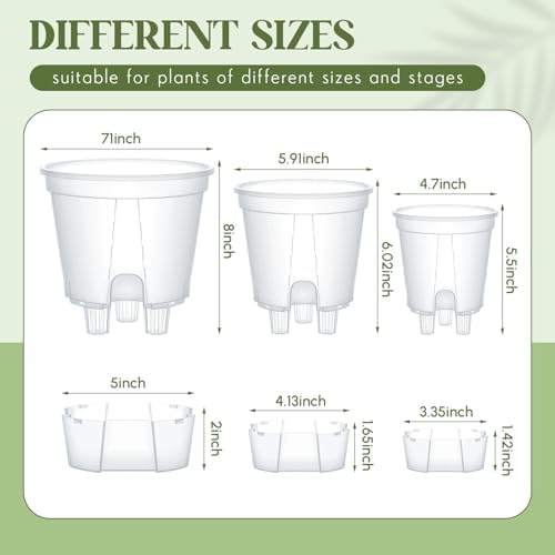 Wonderjune Self Watering Planter, 4.72'', 5.91'', 7.09'', Clear, 9 Pcs - Image 2