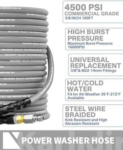 Pressure Washer Hose 100FT 3/8" Steel Wire Braided Swivel Quick Connector - Image 2