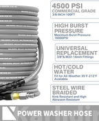 Pressure Washer Hose 100FT 3/8" Steel Wire Braided Swivel Quick Connector - Image 2