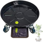Plant Drip Trays Plant Tray Round Metal with Lockable Wheels and Drain Tray for Indoor Outdoor Flower Pot(Black,33cm/13in) by Unknown