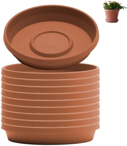 Bloem Terra Plastic Saucer Tray for 4" Terra Planters, Terra Cotta, 10-Pack by Bloem