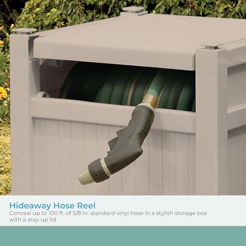Suncast 100' Garden Hose Reel Hideaway for 5/8" Vinyl Hose, Light Taupe - Image 3