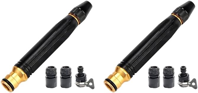 Sakerplus Hose Nozzle Pressure Washer Hose Attachment Pressure Washer Nozzle, Heavy Duty Adjustable Twist Jet Sweeper Nozzle, Adjustable Metal Garden Hose Nozzle for Driveway, Car, Yard (2) by SakerPlus