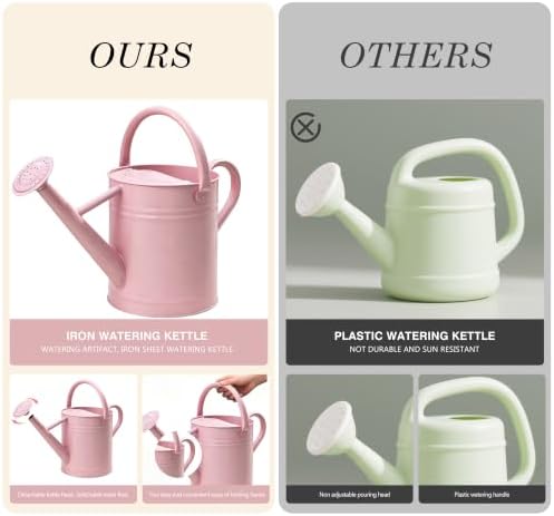 Metal Watering Can for Outdoor Plants, Watering Can Decor 1 Gallon (Pink) - Image 6