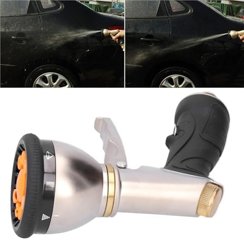 Garden Hose Nozzle with 9 Sprayer Patterns, Heavy Duty Metal High Pressure Hand Water Hose Nozzle Watering Plants and Lawn - Image 5