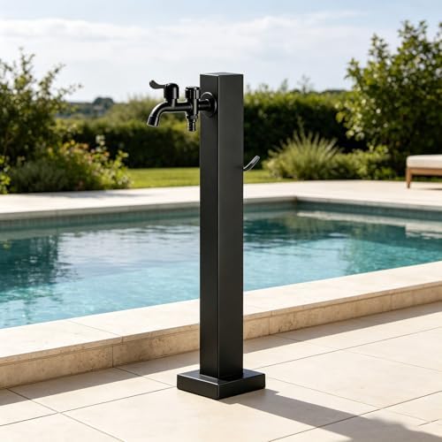Black Matte Outdoor Water Column Garden Water Tap - 304 Stainless-Steel Freeze Proof Faucet Post Hose Stand for Irrigation Washing, Patio Yard Hydrant(Style 1,Height: 95cm/37.4in) by Gaommini