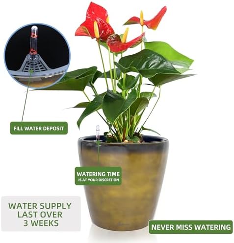 Dexceder 15x14 Self Watering Planter with Wheels (Yellow Brown Gradient) - Image 5