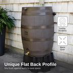 RTS Home Accents 50-Gallon Rain Barrel, Flat Back Rain Water Collection Barrel, Stand and Link Kit Included, Walnut Color (2 Pack) - Image 5