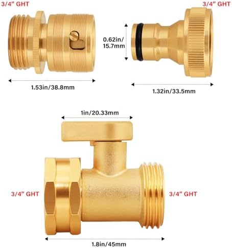 UNWAVER Garden Hose Quick Connect with Shutoff Valve Kit for Nozzles-2Pack - Image 2